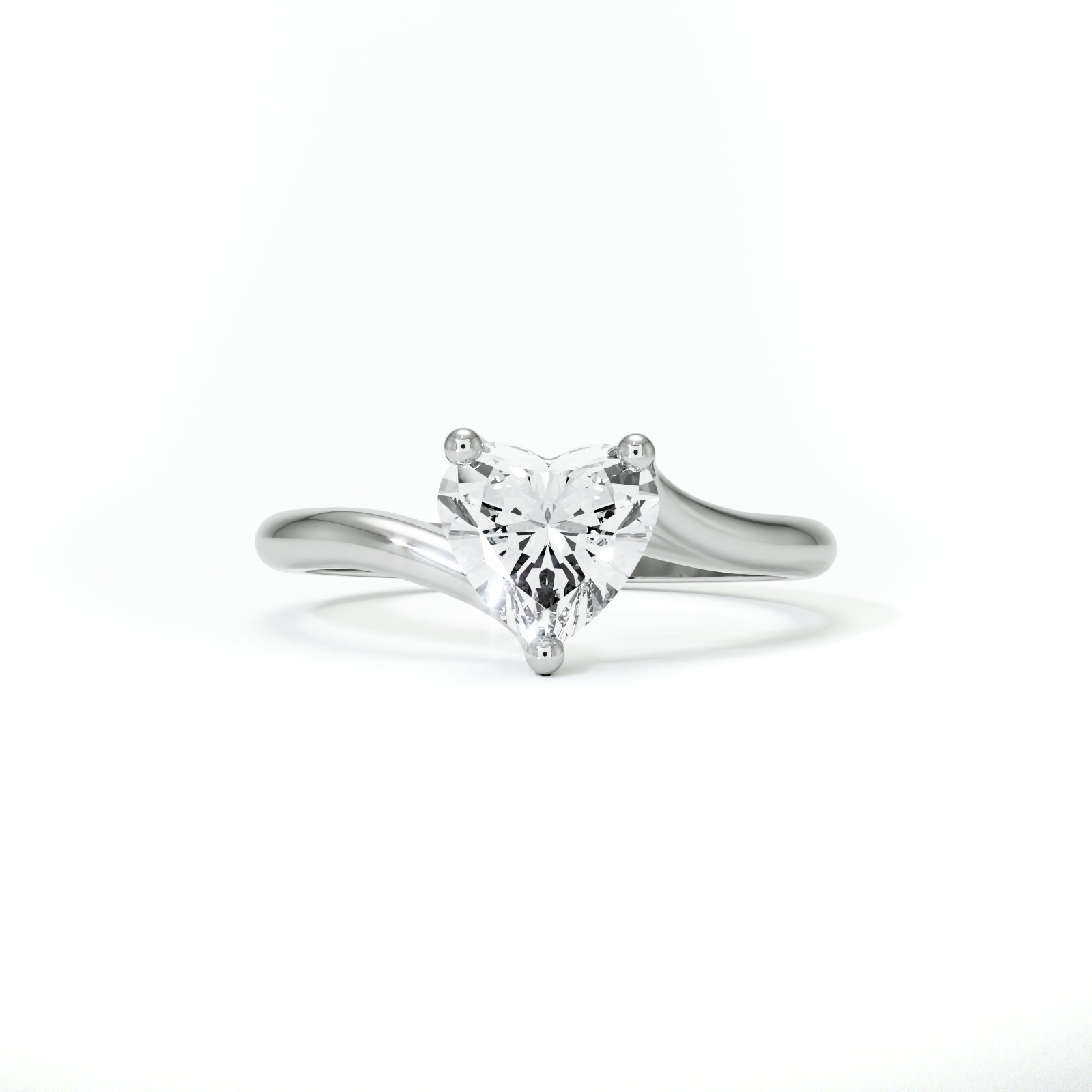 14K White Emerald Solitaire Engagement Ring