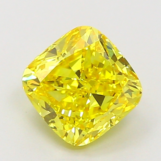 1.0ct Cushion Fancy Vivid Yellow VS2 IGI