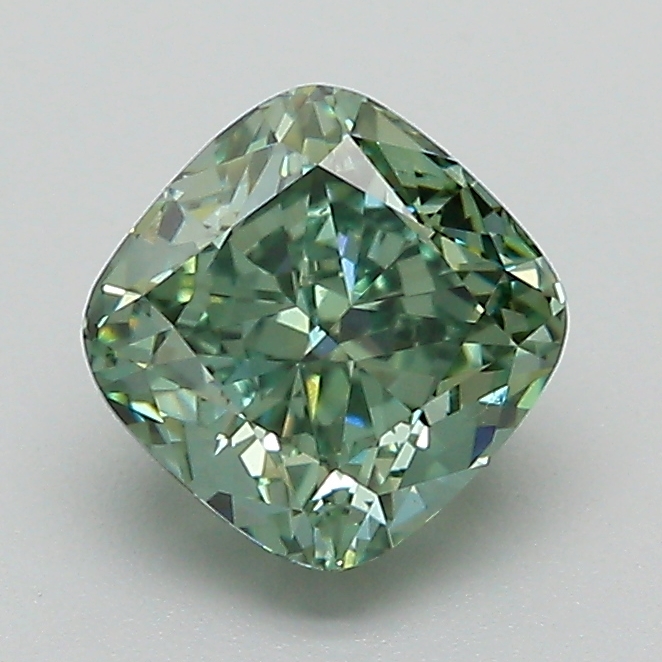1.3ct Cushion Modified Fancy Vivid Green VS1 IGI