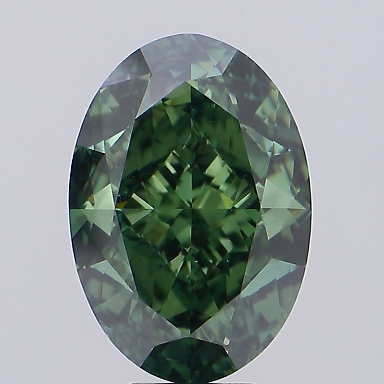 Oval 10.27 carat Fancy Vivid Green laboratory-grown diamond