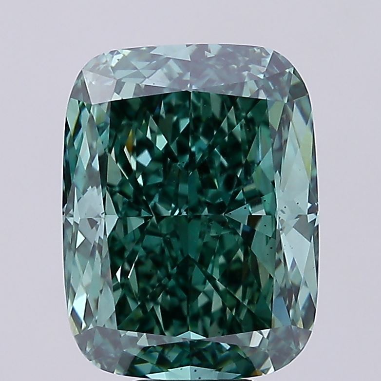 Cushion 10.5ct Fancy Vivid Green VS2