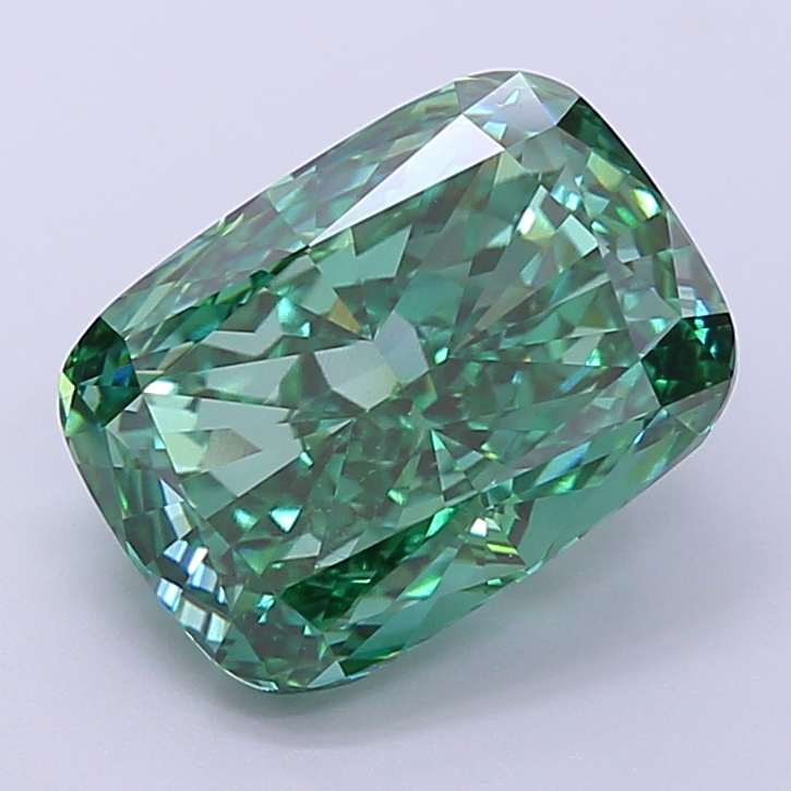 3.5ct Cushion Modified Fancy Vivid Green VVS2 IGI