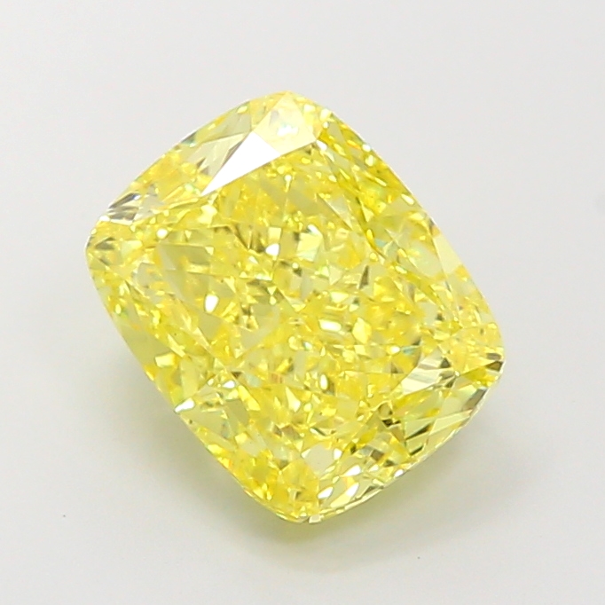 Cushion 4.61ct Fancy Vivid Yellow VS2