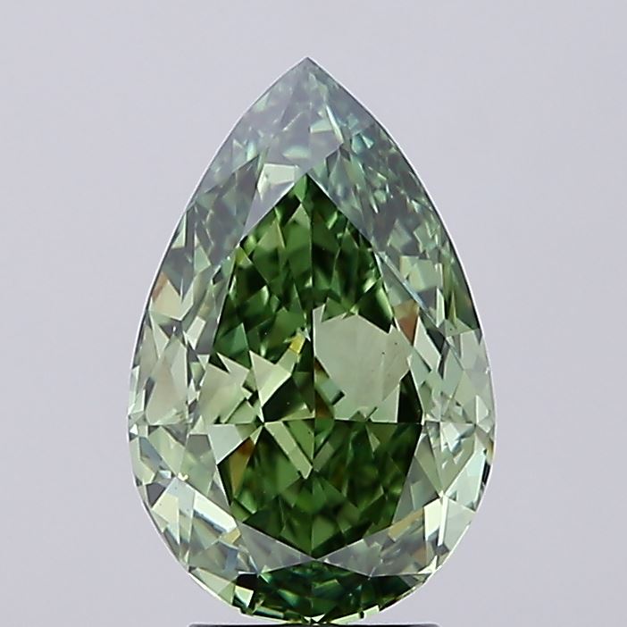 Pear 4.11ct Fancy Vivid Green VVS2