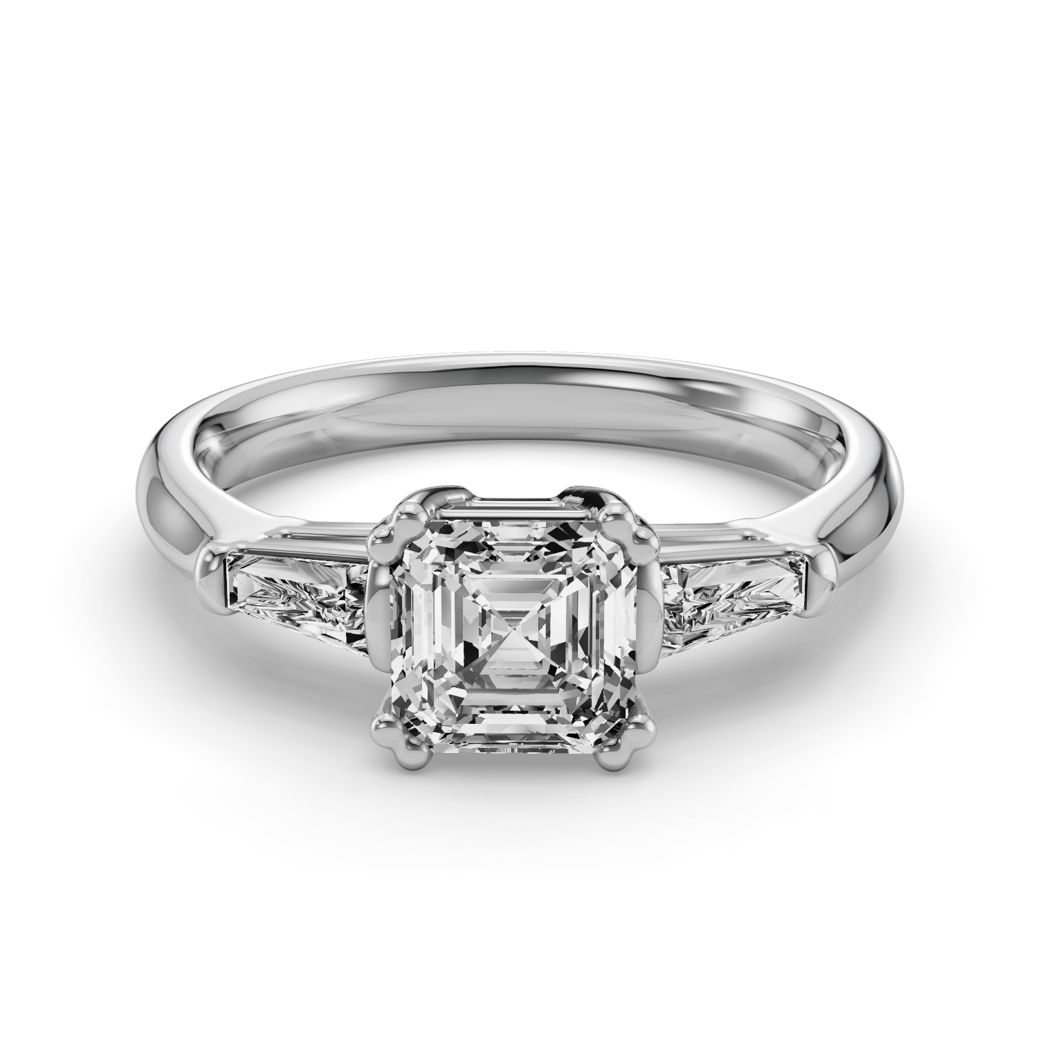 14 K White Gold Side Stone Engagement Ring
