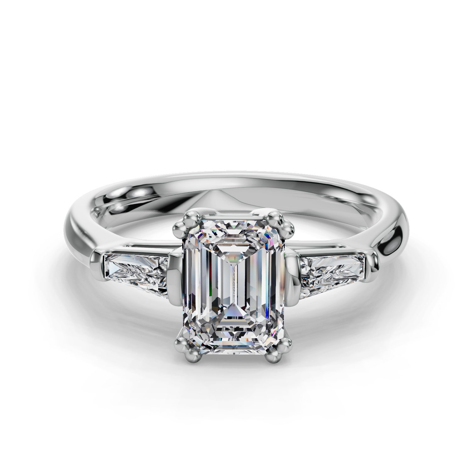 14 K White Gold Side Stone Engagement Ring