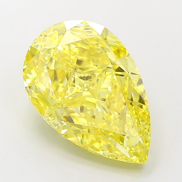4.3ct Pear Fancy Vivid Yellow VS1 IGI