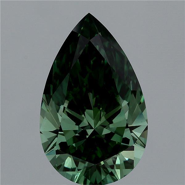 Pear 6.27ct Fancy Vivid Green VS1