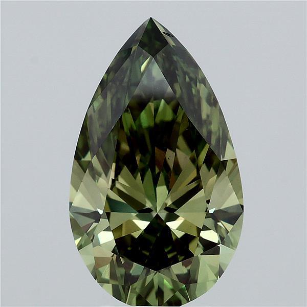 Pear 5.02ct Fancy Vivid Green VS1