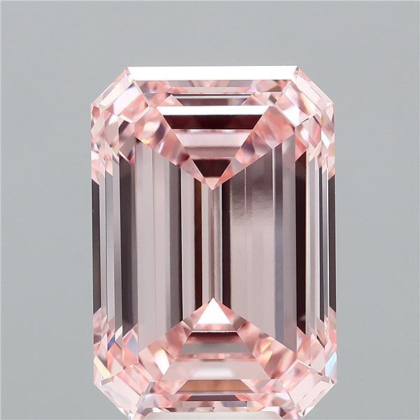 Emerald cut 9.08ct Fancy Intense Pink VVS2