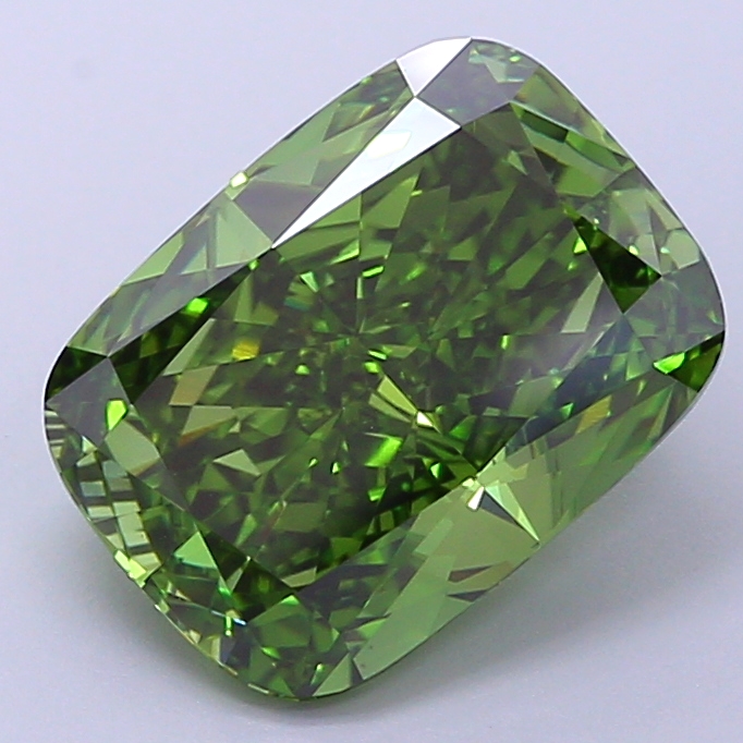 4.0ct Cushion Modified Fancy Vivid Green VS1 IGI