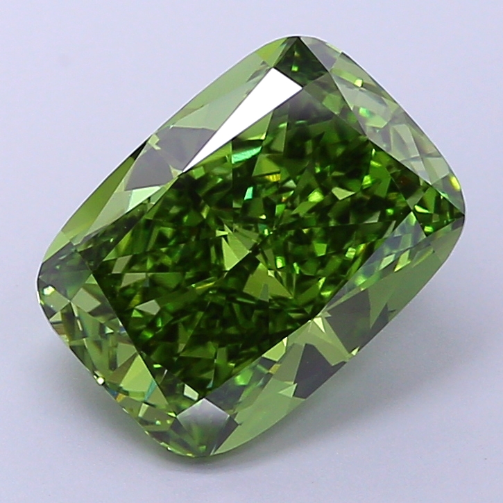 3.9ct Cushion Modified Fancy Vivid Green VVS2 IGI