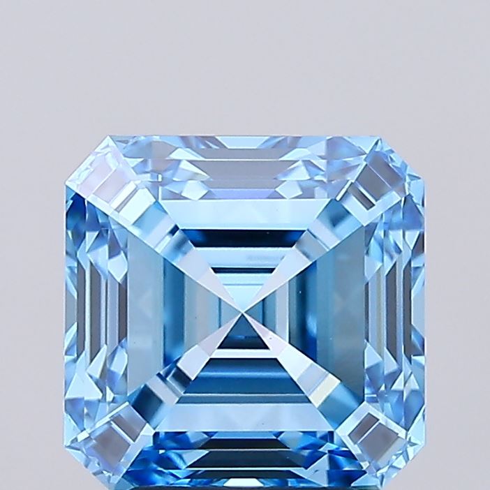 4.2ct Asscher Fancy Vivid Blue VVS2 IGI