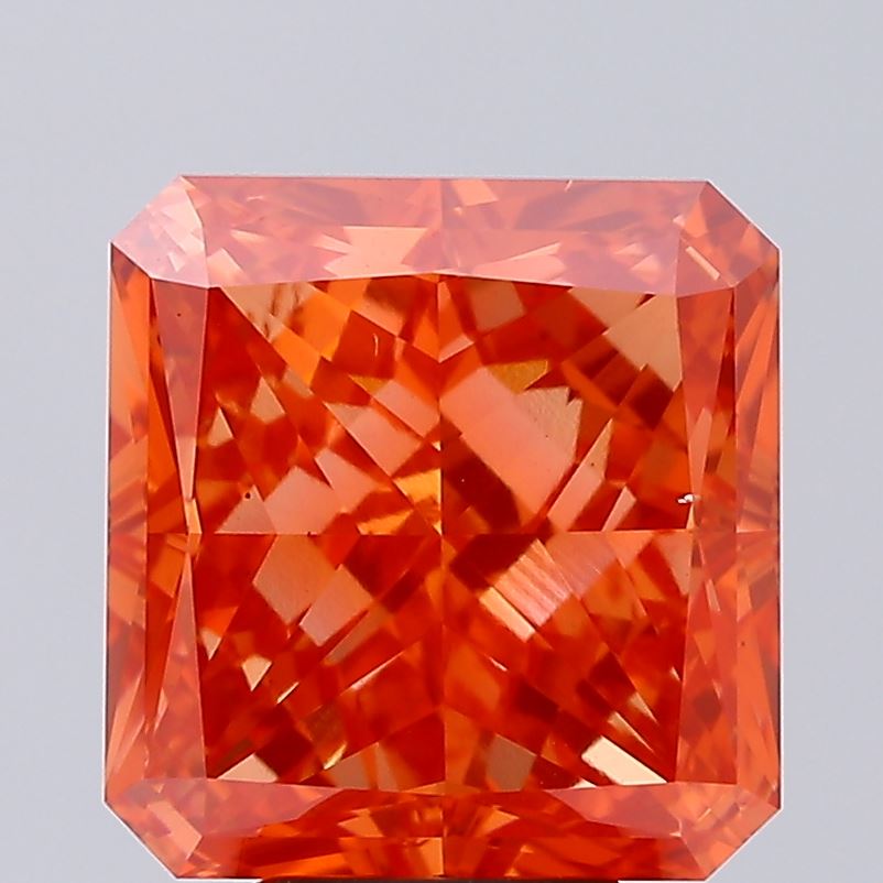 Radiant 7.04ct Fancy Vivid Pinkish Orange VS2