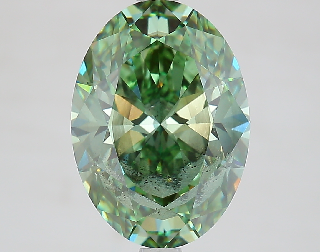 4.1ct Oval Fancy Vivid Green I1 IGI