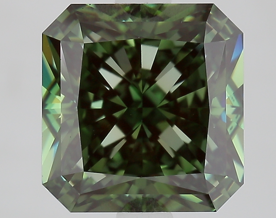 3.3ct Radiant Fancy Vivid Green VS1 IGI