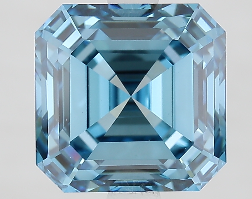 3.1ct Asscher Fancy Vivid Blue VS1 IGI