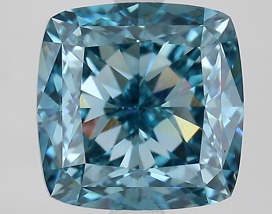 3.7ct Cushion Fancy Vivid Blue VS1 IGI