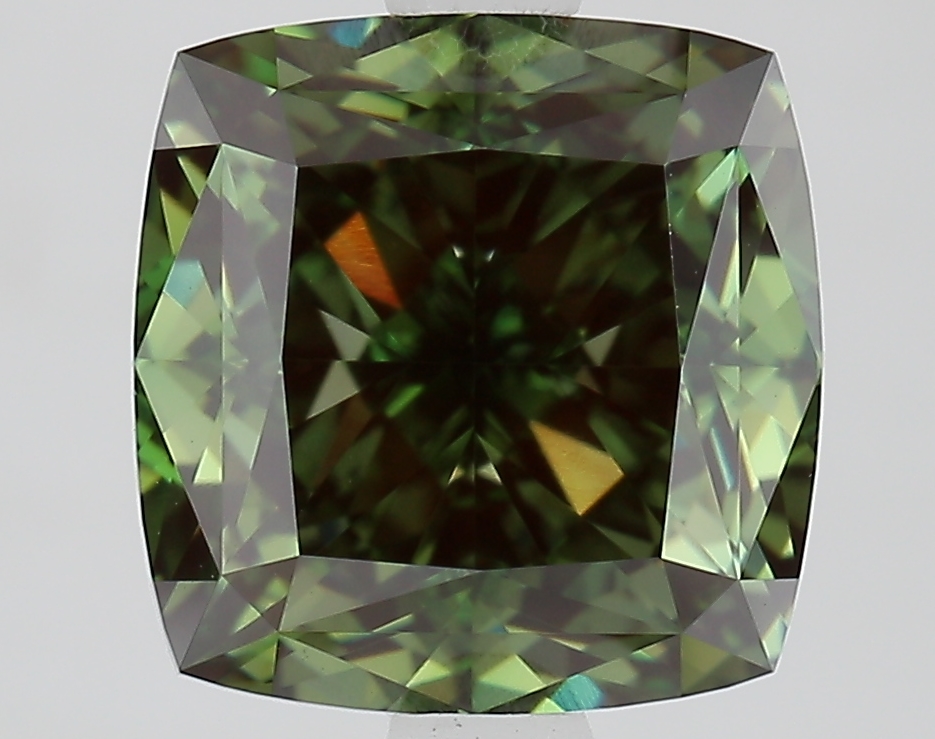3.0ct Cushion Fancy Vivid Green VVS2 IGI