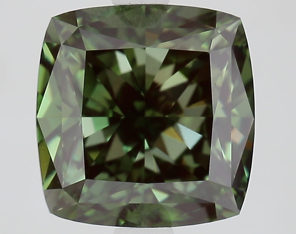 3.6ct Cushion Fancy Vivid Green VVS2 IGI