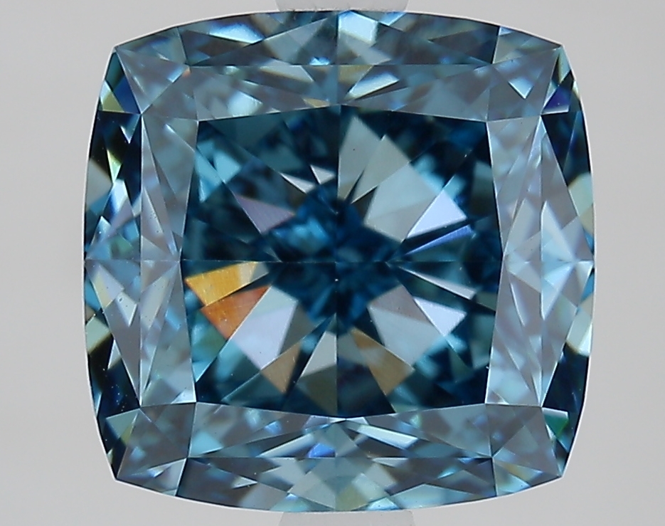 3.7ct Cushion Fancy Vivid Blue VVS2 IGI