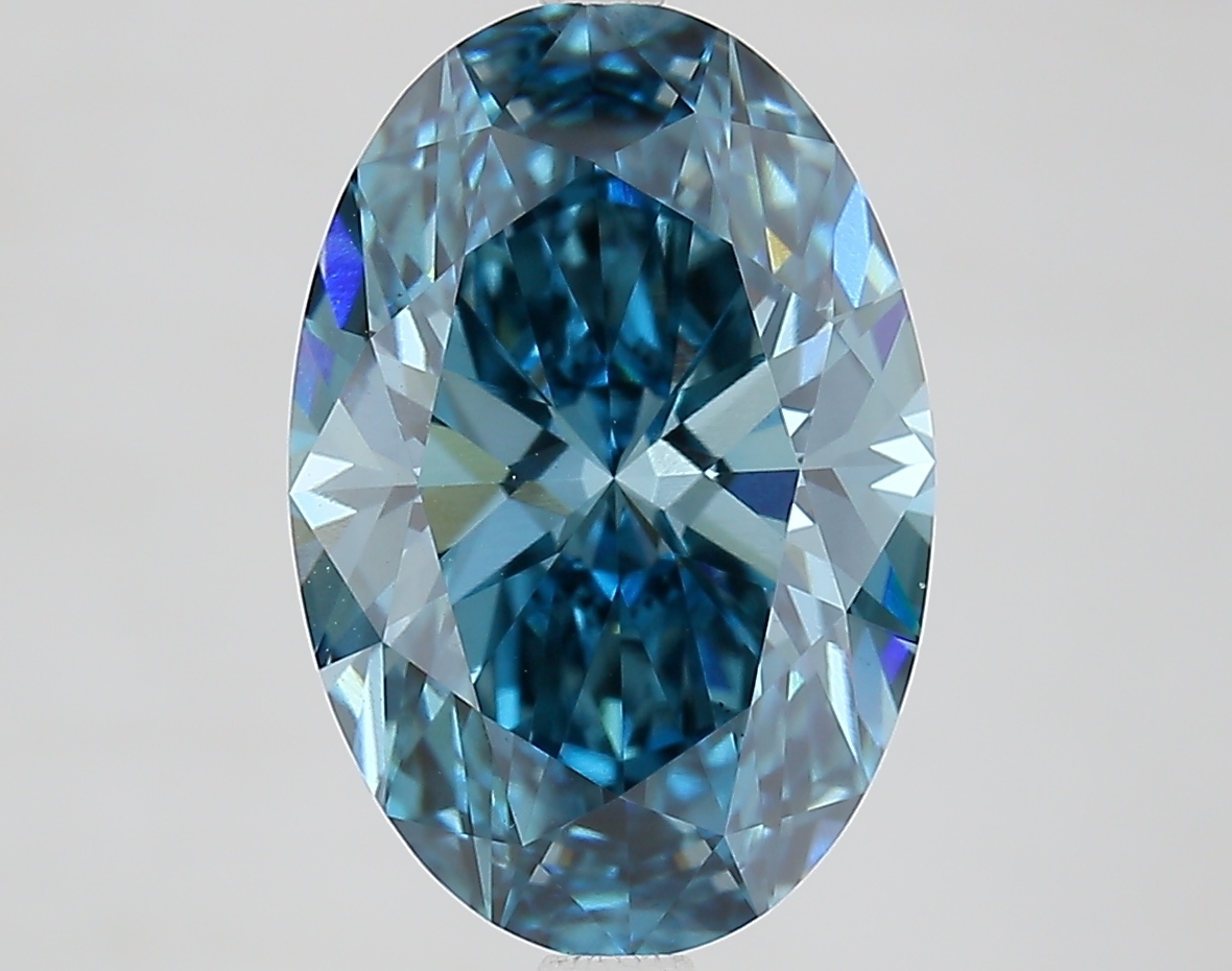 4.4ct Oval Fancy Vivid Blue VS1 IGI