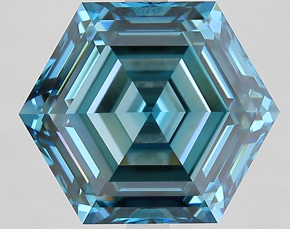 Hexagonal 7.01ct Fancy Vivid Blue VS1