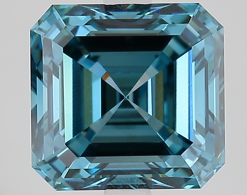 4.1ct Asscher Fancy Vivid Blue VS1 IGI
