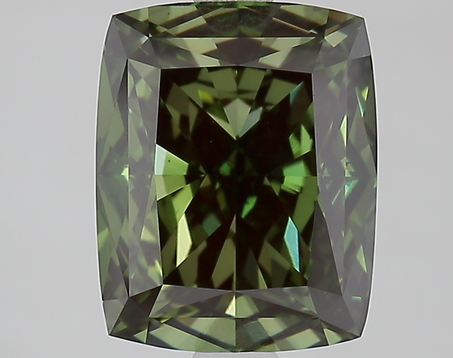 3.1ct Cushion Fancy Vivid Green VS1 IGI