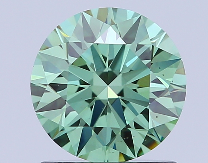 1.1ct Round Fancy Vivid Green VS1 IGI
