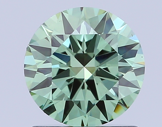 1.1ct Round Fancy Vivid Green VS1 IGI