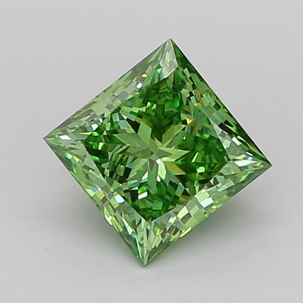 1.0ct Princess Fancy Vivid Green VS2 IGI