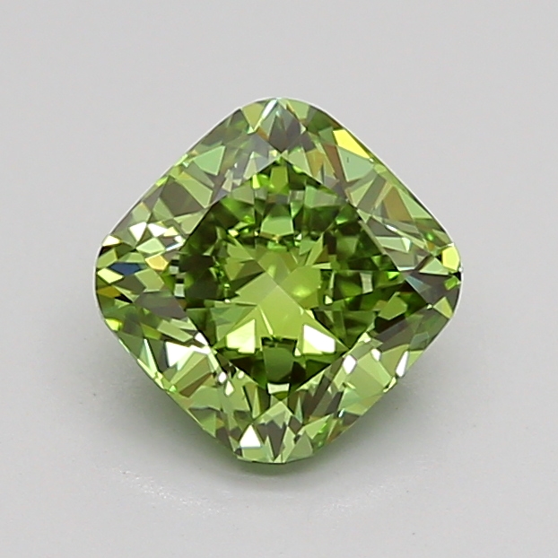 1.1ct Cushion Brilliant Fancy Vivid Green VS1 IGI