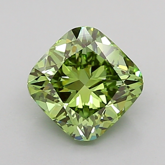 1.1ct Cushion Brilliant Fancy Vivid Green VVS2 IGI