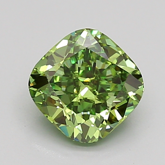 1.1ct Cushion Brilliant Fancy Vivid Green VVS2 IGI