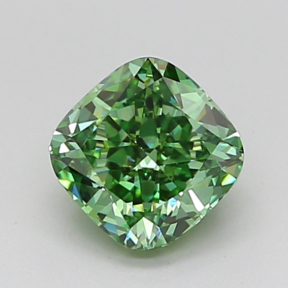 0.9ct Cushion Brilliant Fancy Vivid Green VVS2 IGI