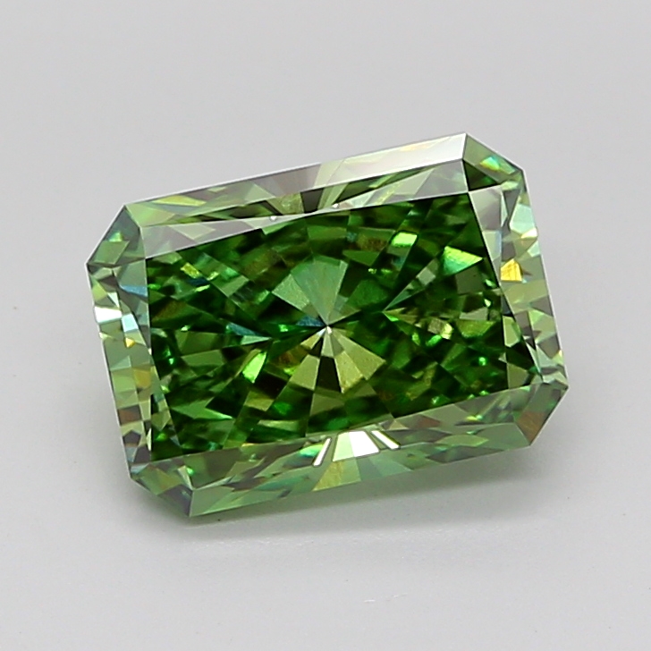 3.1ct Radiant Fancy Vivid Green VS1 IGI