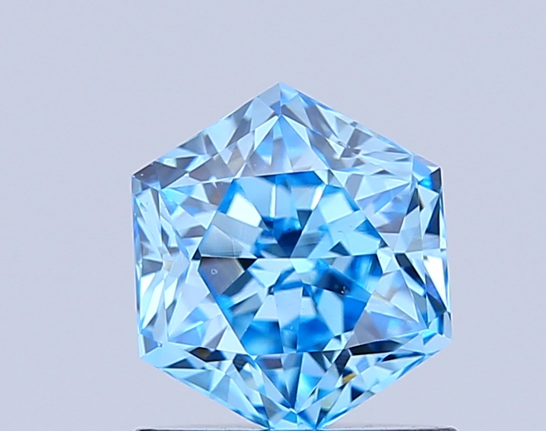 1.0ct Hexagonal Fancy Vivid Blue VS1 IGI