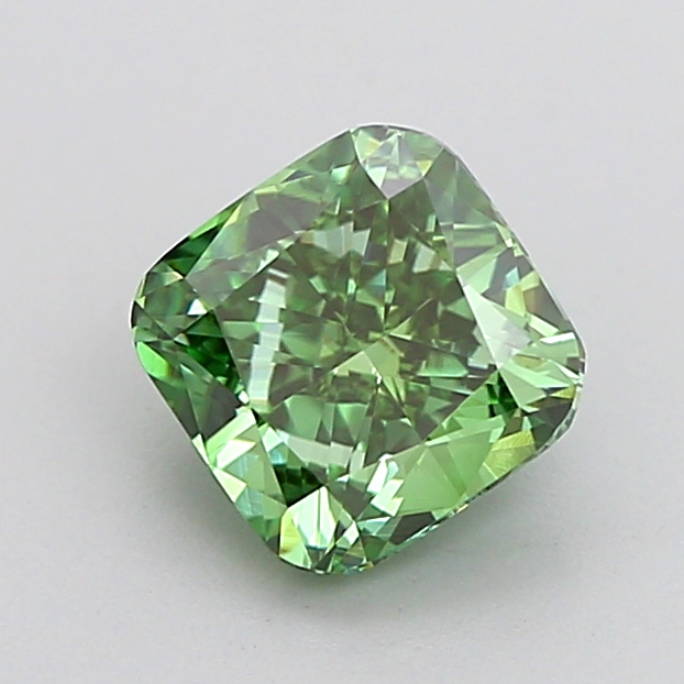 1.1ct Cushion Brilliant Fancy Vivid Green VVS2 IGI