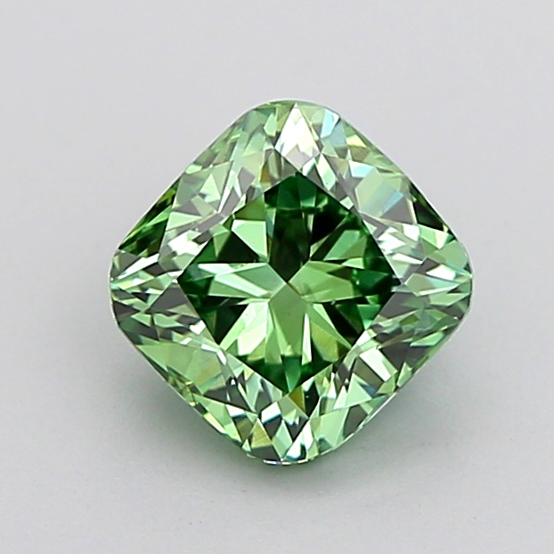 1.0ct Cushion Brilliant Fancy Vivid Green VS1 IGI