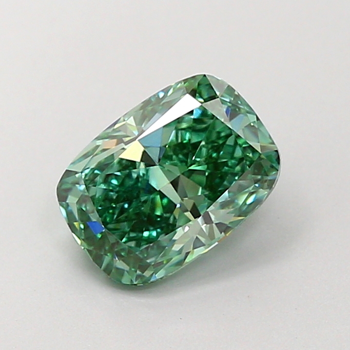 1.5ct Cushion Fancy Vivid Green VS2 IGI