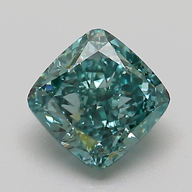 1.1ct Cushion Modified Fancy Vivid Green VVS2 IGI