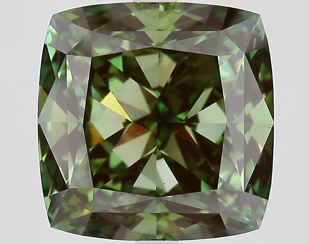9.19ct Cushion Fancy Vivid Green VS1 IGI