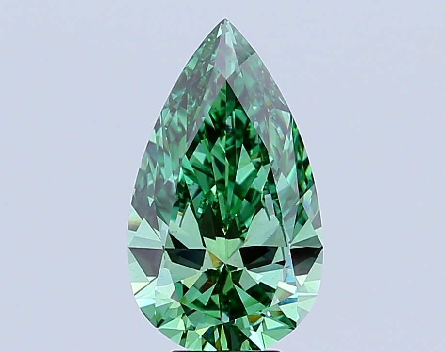 Pear 6.52ct Fancy Vivid Green VS1