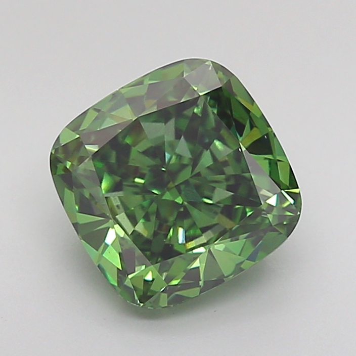 2.1ct Cushion Fancy Vivid Green VS1 IGI