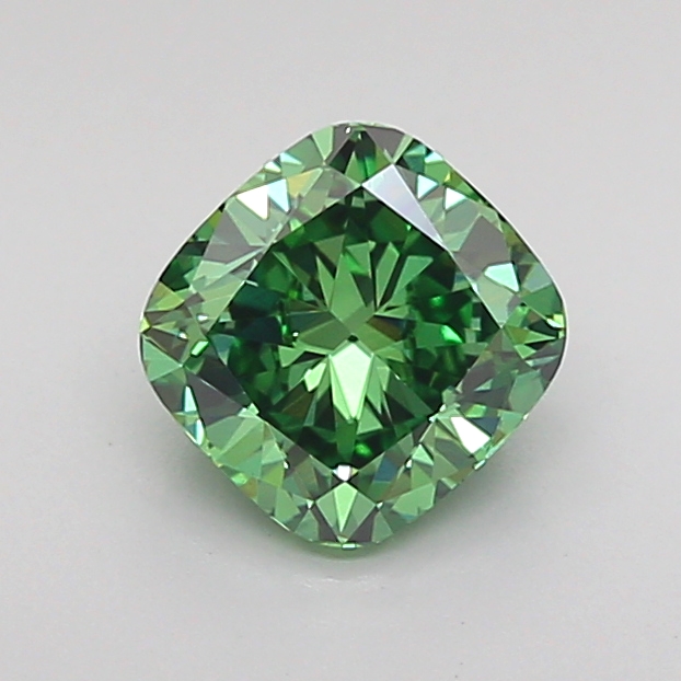 1.0ct Cushion Fancy Vivid Green VVS2 IGI