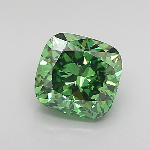 1.0ct Cushion Fancy Vivid Green VS1 IGI