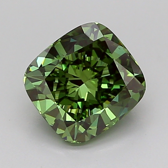 1.0ct Cushion Fancy Vivid Green VS2 IGI