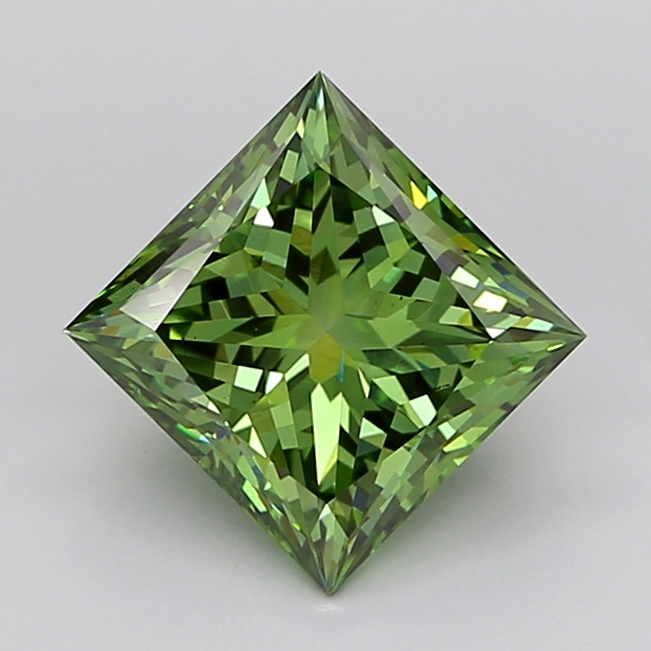 3.2ct Princess Fancy Vivid Green VS1 IGI