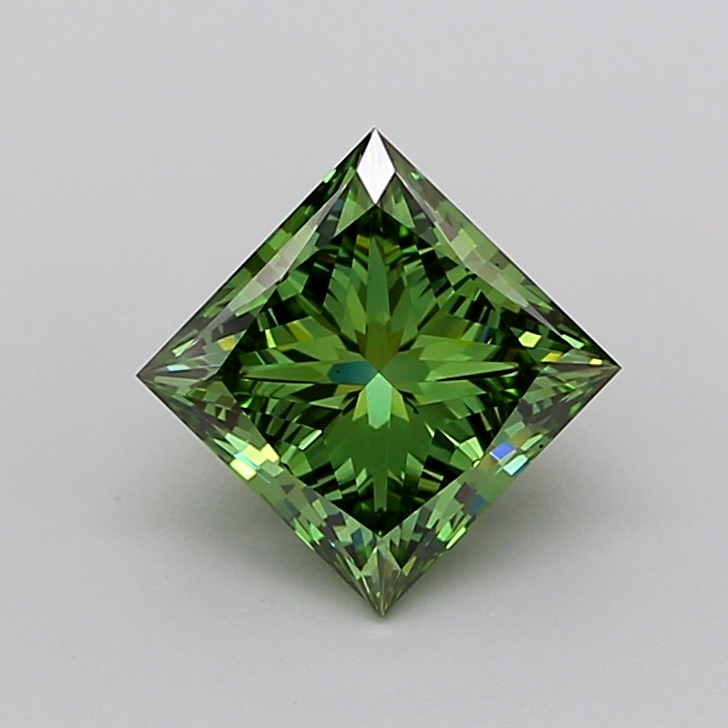 1.9ct Princess Fancy Vivid Green VVS2 IGI